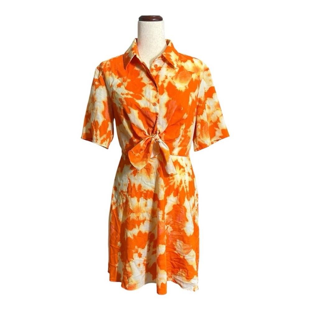 Thakoon Collective Orange and Cream Mini Dress Size 6 KK0705
